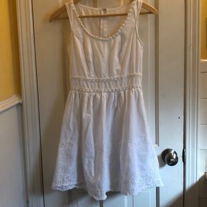 White cotton eyelet dress.